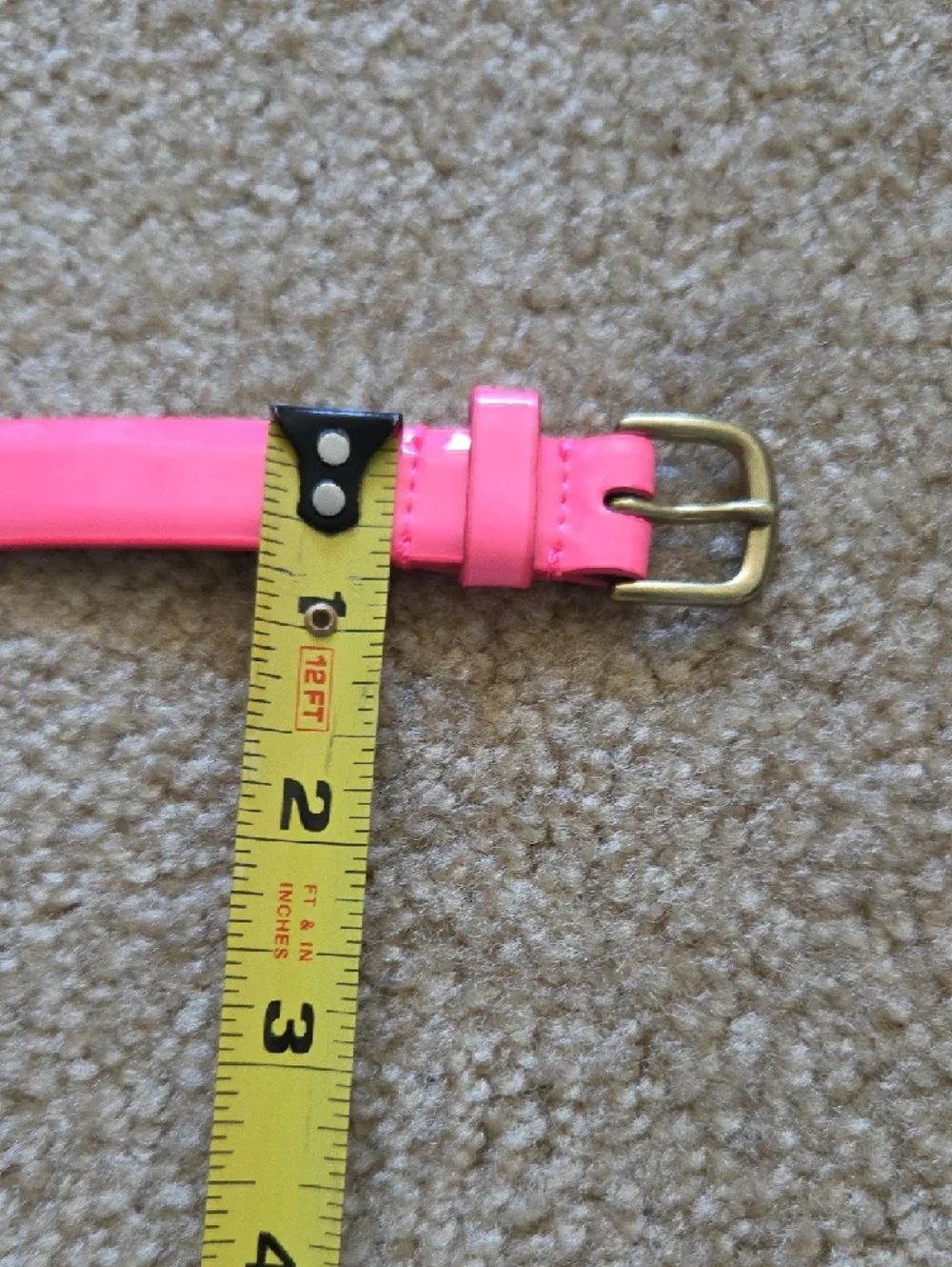 J. Crew Hot Pink Slim Leather Belt with Gold Buckle Sz M Preppy Neon Retro - Picture 5 of 14